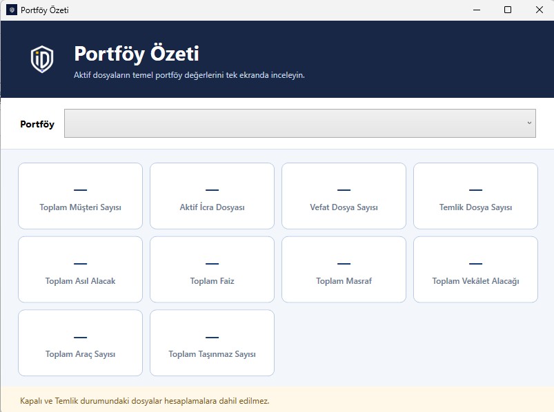 IcraDesk portföy özeti ekranı